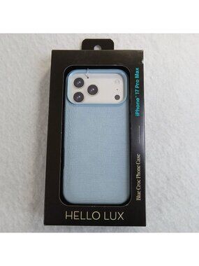 HELLO LUX Blue Crocodile Faux Leather Case for iPhone 17 Pro Max Drop